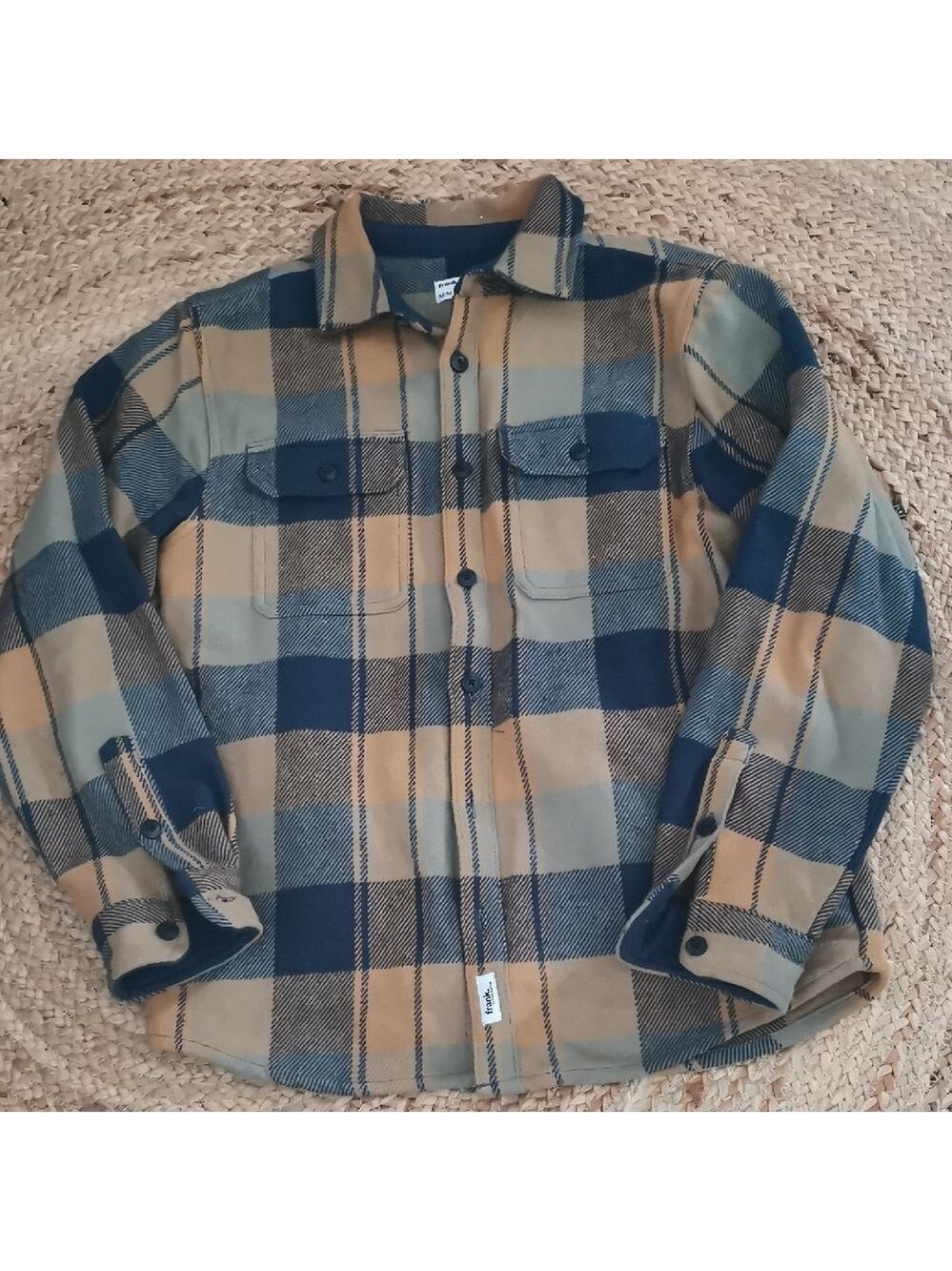 NWOT womens Frank &Oak flannel plaid shaket. cabincore. unisex. Size M